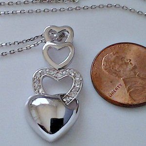 sterling silver and CZ multi heart necklace